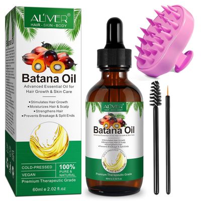 NIFEISHI Batana Oil for Hair Growth with Scalp Massager, 100 Pure Nature Organics Batana Oil from Honduras, Moisturizes Hair Scalp, Reduces Hair Loss, Hair Oil for All Hair Types 60ml