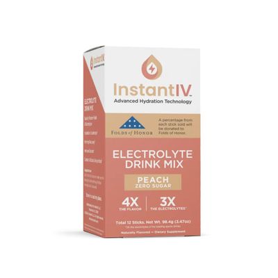 instant IV Electrolytes Powder - 3X Electrolytes, Zero Sugar with Vitamin C, B3, B6, Electrolytes Powder Packets for Hydration, Recovery Immunity, Vegan Gluten Free Peach - 12 Packets