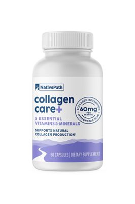 NativePath Collagen Care, 5 Vitamin Blend with Hyaluronic Acid and Boron That Supports Collagen for Men and Women, 60 Capsules