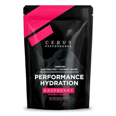 Cerus Performance - Performance Hydration Electrolyte Powder - Raspberry Flavor, 5g Creatine Monohydrate, 500mg Coconut Water Powder - Supports Endurance, Muscle Recovery Keto 30 Servings