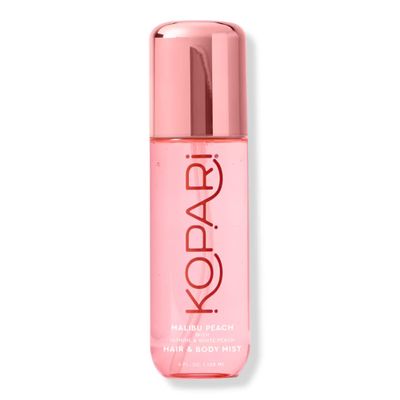Kopari Hair Body Mist Malibu Peach, Long-Lasting Playful Vibrant Tropical Scent, Warm Floral Fragrance, Blend of Peach with a Kiss of Jasmine, 4 oz