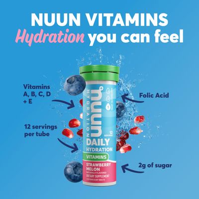 Nuun Vitamins Electrolyte Tablets with Vitamin D, C, E, A, B6, Folic Acid, Magnesium 4 Other Essential Electrolytes, Gluten Free Vegan, Mixed Fruit, 4 Pack (48 Servings Total)
