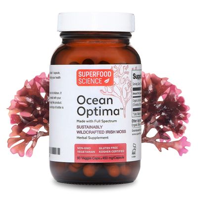 Ocean Optima Wild Irish Sea Moss Organic Kosher, 100 Natural Sea Kelp Iodine Supplement, Minerals Amino Acids for Thyroid, Hair Skin Nail, Digestion, Chondrus Crispus, Gym Essentials, 90 Caps