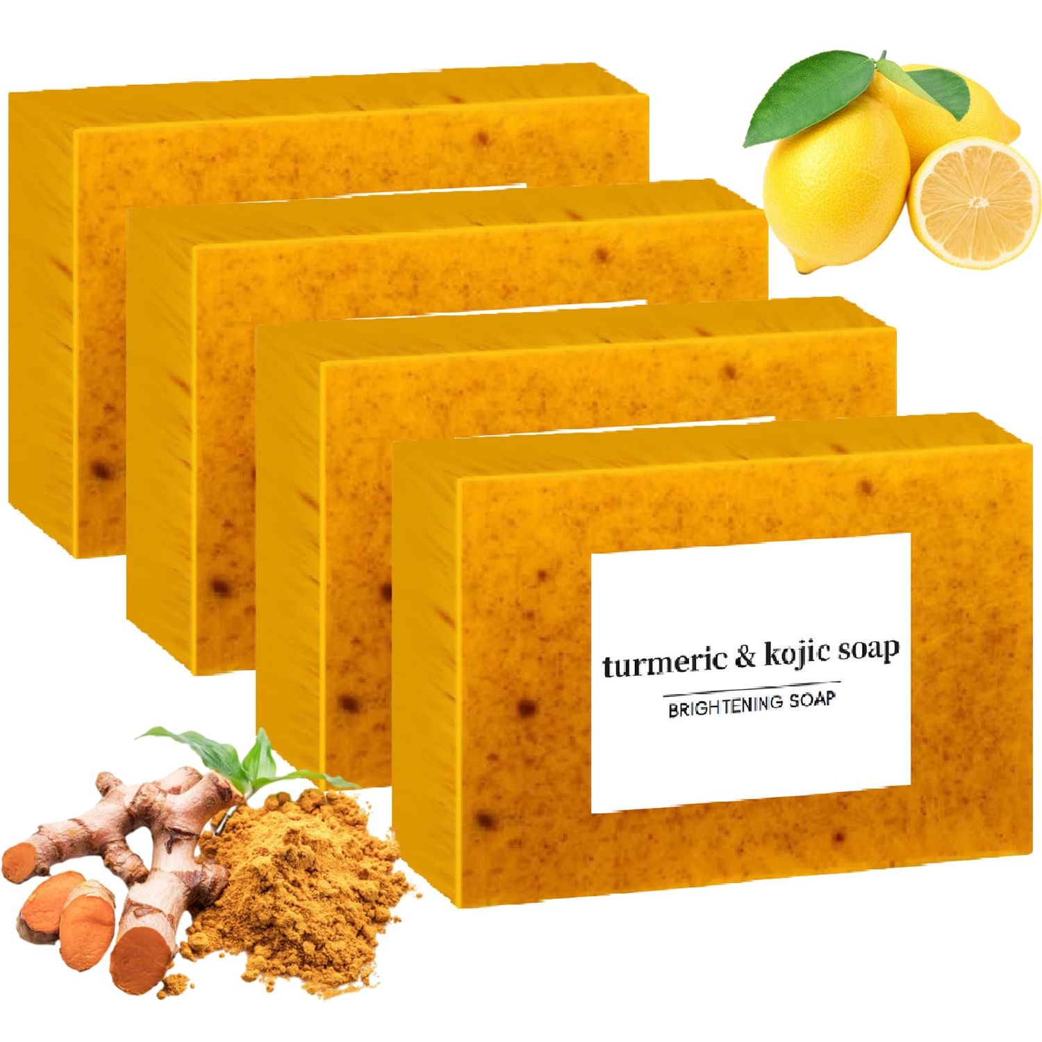 guluxly Lemon Turmeric Kojic Soap Fragrance, Honey Glow Lemon Turmeric Soap for Face and Body (4)