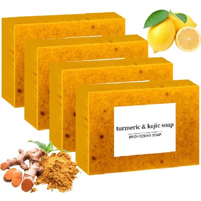 guluxly Lemon Turmeric Kojic Soap Fragrance, Honey Glow Lemon Turmeric Soap for Face and Body (4)