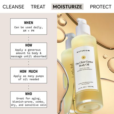 Naturium The Glow Getter Body Oil, Multi-Oil for Intense Nourishment, Hydrating Moisturizing Formula, Vegan Cruelty-Free, 3.4 oz