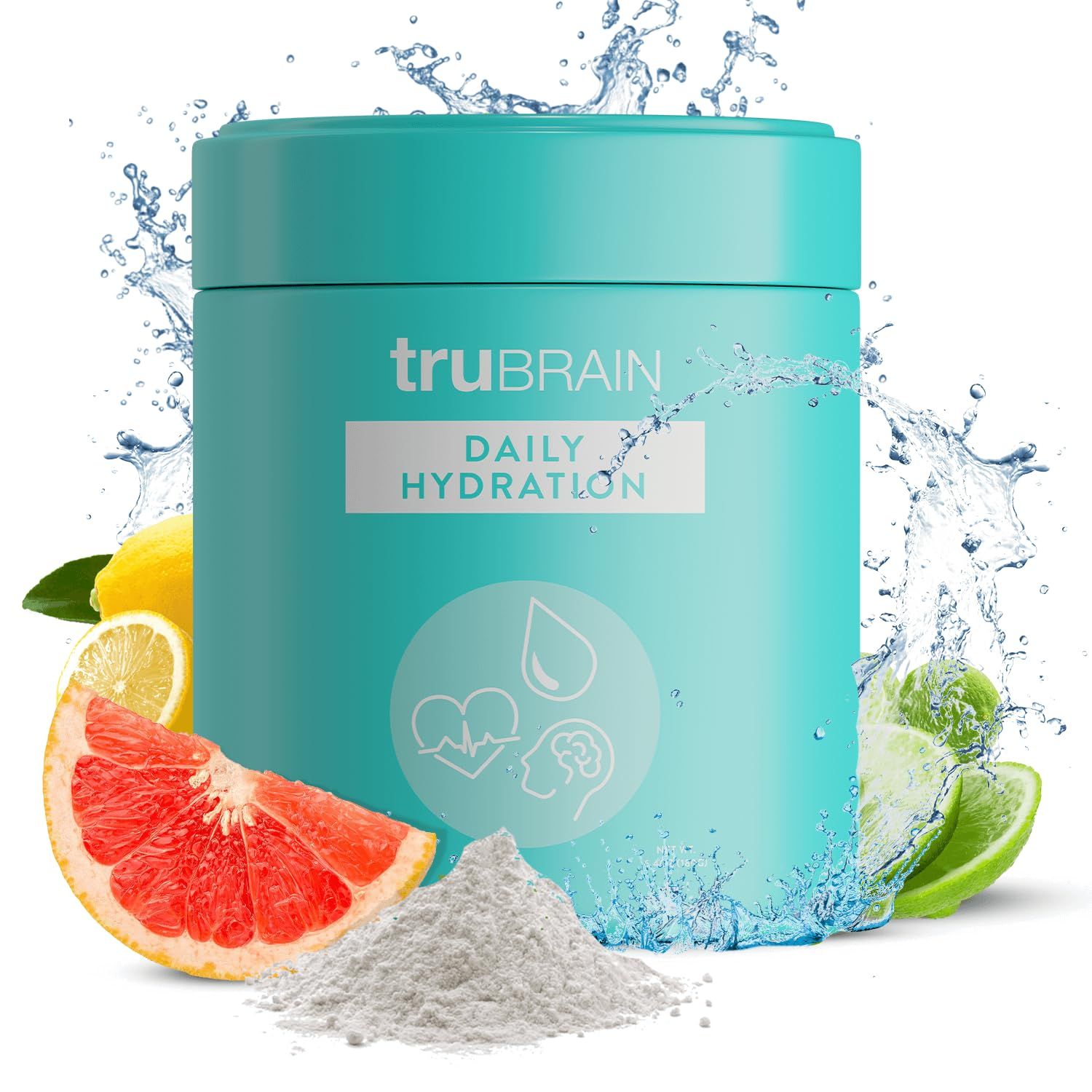 TruBrain Daily Hydration - Enhance Focus and Energy with Electrolyte-Rich Supplement. Stay Hydrated Alert!