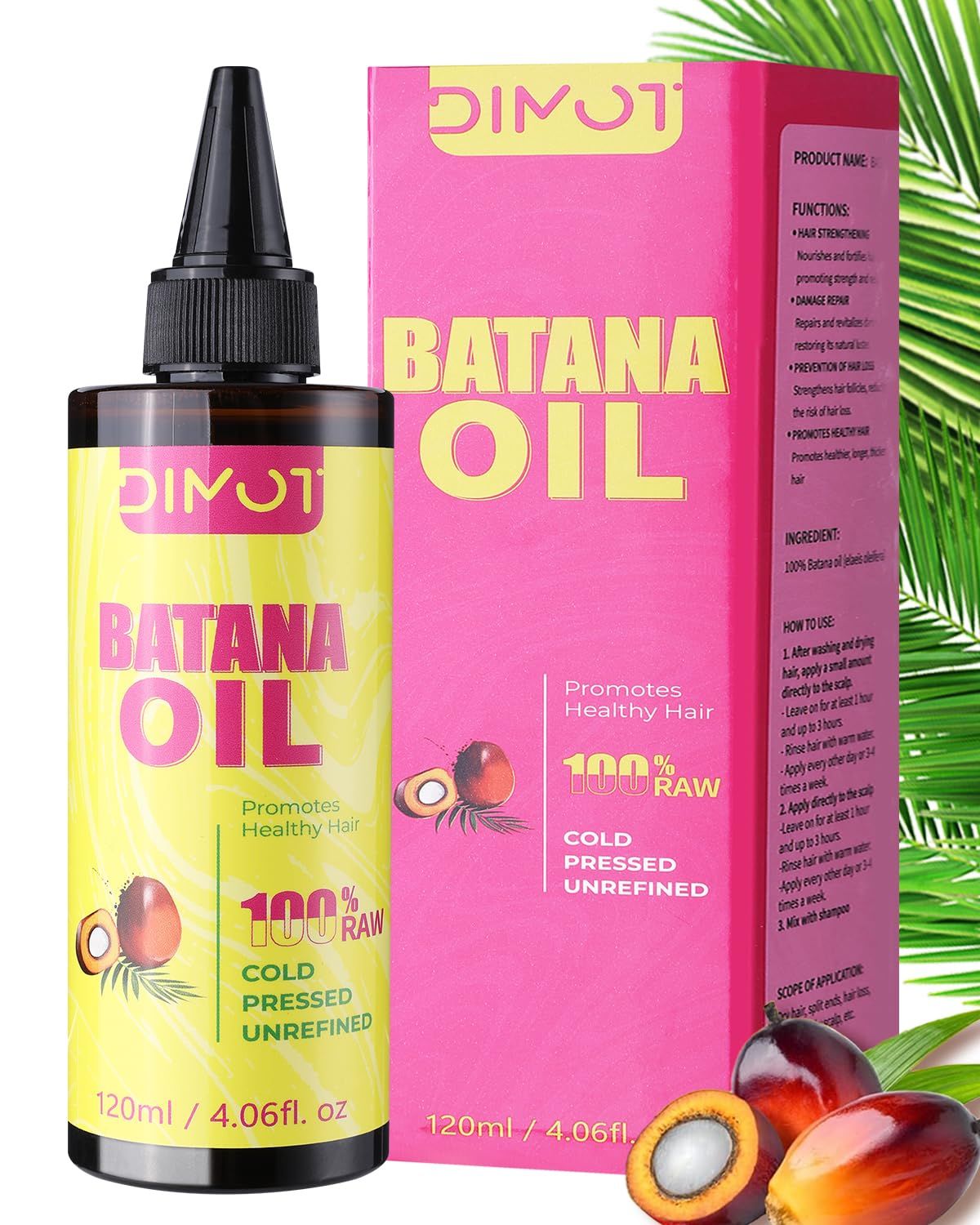 LMDGDS Raw Batana Oil for Hair Growth Dr Sebi Organic, 100 Percent Pure Batana Oil Tube Jar, 4.06 oz Batana Oil Organic, Dr Sebi Batana Oil for Curly Hair Growth for Men Women(Rose)