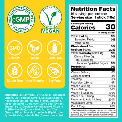 Venture Pal Sugar Free Electrolyte Powder Packets - Liquid Daily IV Drink Mix for Rapid Hydration Party Recovery 5 Vitamins 7 Electrolytes Keto Friendly Non-GMO Certified Vegan 16 Sticks