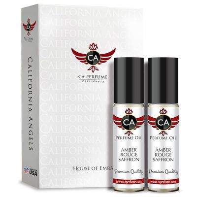 CA Perfume Impression ofAmber Rouge Saffron For Women Men Fragrance Body Oil Dupes Alcohol-Free Roll-On 0.3 Fl Oz-X2