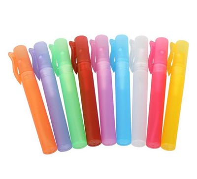 Furnido 10ml 13oz Mini Portable pen Perfume Bottle Spray Bottle sample small empty containers fragrances atomizer refillable bottles colored Plastic Pen Shape Travel set-pack of 10 Random Color