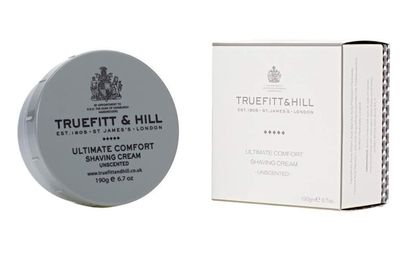 Truefitt Hill Shaving Cream Bowl - Ultimate Comfort - Premium Glycerin-Based Lather, Smooth Glide, and Hydration for a Luxurious Shave, No Added Fragrance - 6.7 oz.