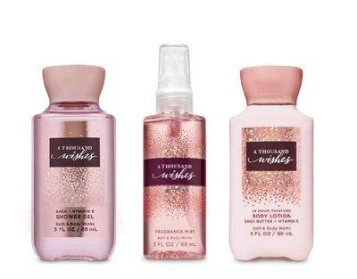 A Thousand Wishes - 2019 - Shower Gel - Fine Fragrance Mist Body Lotion - Travel Size Set wGift Bag