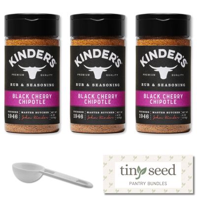 3-Pack Kinder&#39;s Black Cherry Chipotle Seasoning BBQ Rub (6 oz each). Premium Gluten-free Seasoning. Includes Complimentary Teaspoon Scoop