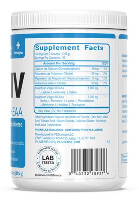 PEScience Amino IV BCAA EAA Powder, Strawberry Lemonade, 60 Scoop, Essential Amino Acids, Taurine, Electrolytes for Hydration and Muscle Recovery, Sugar Free for Men Women, Post Workout