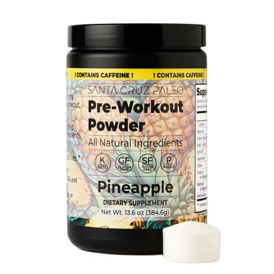 Santa Cruz Paleo Natural Pre Workout Powder, Pineapple, Keto Preworkout with Electrolytes, Magnesium, Potassium, L-Citrulline, 150mg Caffeine, Sugar Free Drink Mix for Energy Hydration, 30 Servings