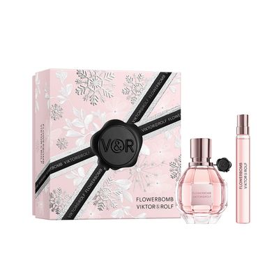 ViktorRolf - Flowerbomb Eau de Parfum - Women&#39;s Perfume Travel Gift Set - Floral Woody - With Notes of Vanilla, Jasmine, Rose - Full Size Perfume, 1.7 Fl Oz, Travel Size Perfume, 0.3 Fl Oz