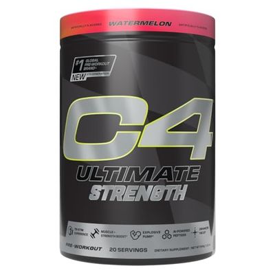 Cellucor C4 Ultimate Strength Pre Workout Powder - Tri-Stim Experience 300mg CaffeineTeaCrineDynamine - Creatine Beta-Alanine - Energy Supplement for Men Women - Watermelon, 20 Servings