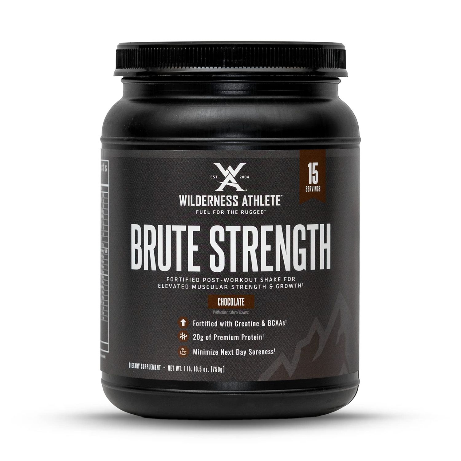 Wilderness Athlete - Brute Strength BCAA Post Workout BCAA Creatine Workout Powder - Premium Post Workout Recovery Drink 15 Serving Tub (Chocolate)