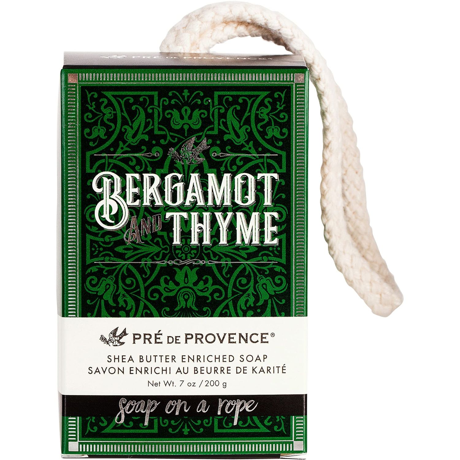 Pre de Provence Bergamot Thyme Men&#39;s Fragrance Collection, Soap On A Rope, 200 G