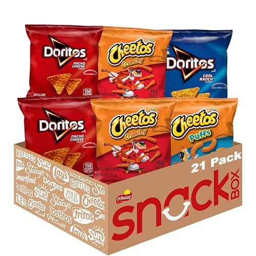 Frito-Lay Doritos Cheetos Mix Variety Pack, Single Serve Snack Bags (Pack of 21)