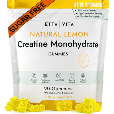 Sugar-Free Creatine Monohydrate Gummies 5gram per Serving, Potent Creatine Gummies for Men Women, Supplement for Muscle Support, Cellular Energy Cognitive Function, Gluten-Free