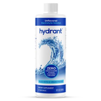 HYDRANT Liquid Electrolyte Concentrate, Unflavored Electrolye Solution, Zero Sugar, Sweeteners, or Colors, Paleo-Keto and Vegan Friendly (47 Servings)
