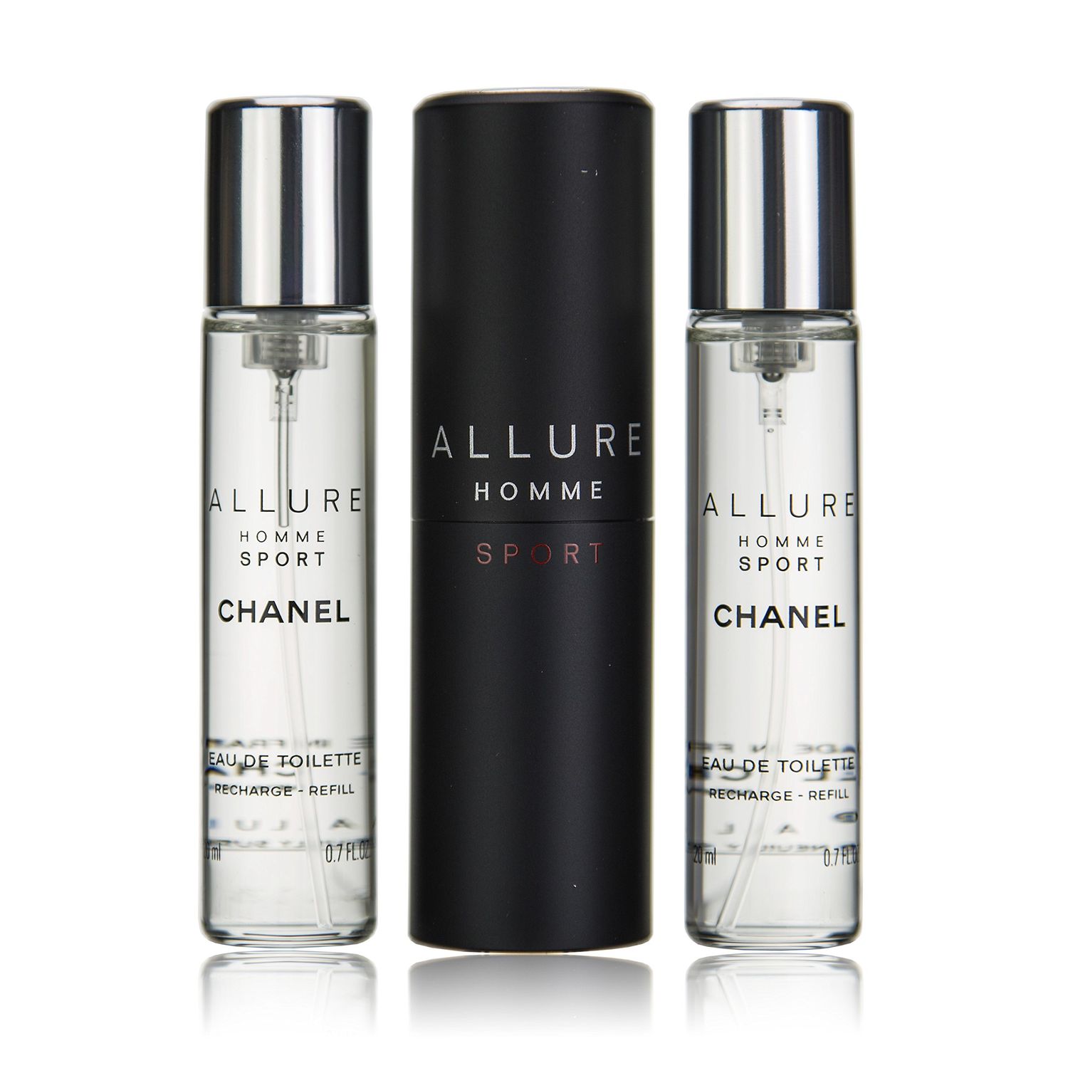 CHANEL Allure Homme Sport Eau De Toilette Travel Spray (With Two Refills) - 3x20ml0.7oz, clear, fresh Natural, 2.1 Fl Oz