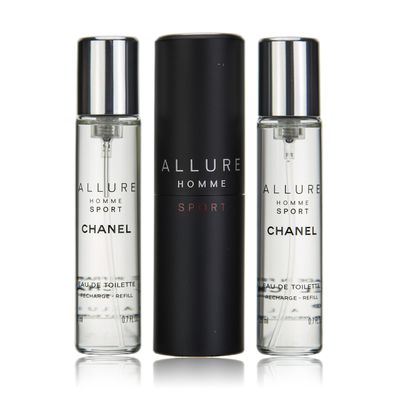 CHANEL Allure Homme Sport Eau De Toilette Travel Spray (With Two Refills) - 3x20ml0.7oz, clear, fresh Natural, 2.1 Fl Oz