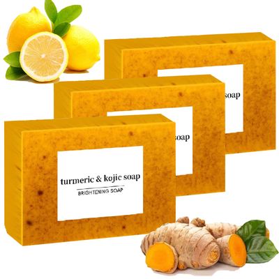 Lemon Turmeric Kojic Soap Fragrance - Jabon De Curcuma, Lemon Turmeric Soap, Honey Lemon Turmeric Soap, Turmeric Lemon Kojic Soap For Face And Body (3PCS)