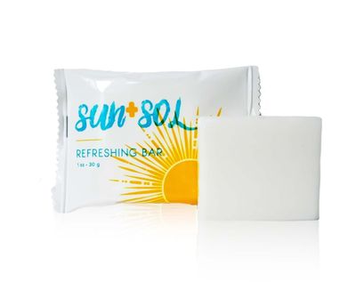 World Amenities Sun Sol Bulk Refreshing Soap Bar With Warm Coconut Vanilla Fragrances, Sachet Wrapped Travel Size Toiletries, Mini Hotel Amenities, 1 oz, 100 Count