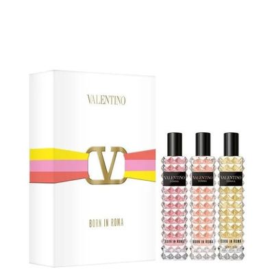 Valentino Donna Born in Roma Travel Spray Perfume 3PC Gift Set Born In Roma Eau De Parfum 0.5 Oz Born In Roma Coral Fantasy EDP 0.5 Oz Born In Roma Yellow Dream EDP 0.5 Oz