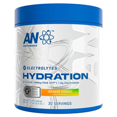AN Performance Electrolyte Drink Mix Zero Sugar Hydration Powder Magnesium Calcium Potassium Orange Mango 30 Servings