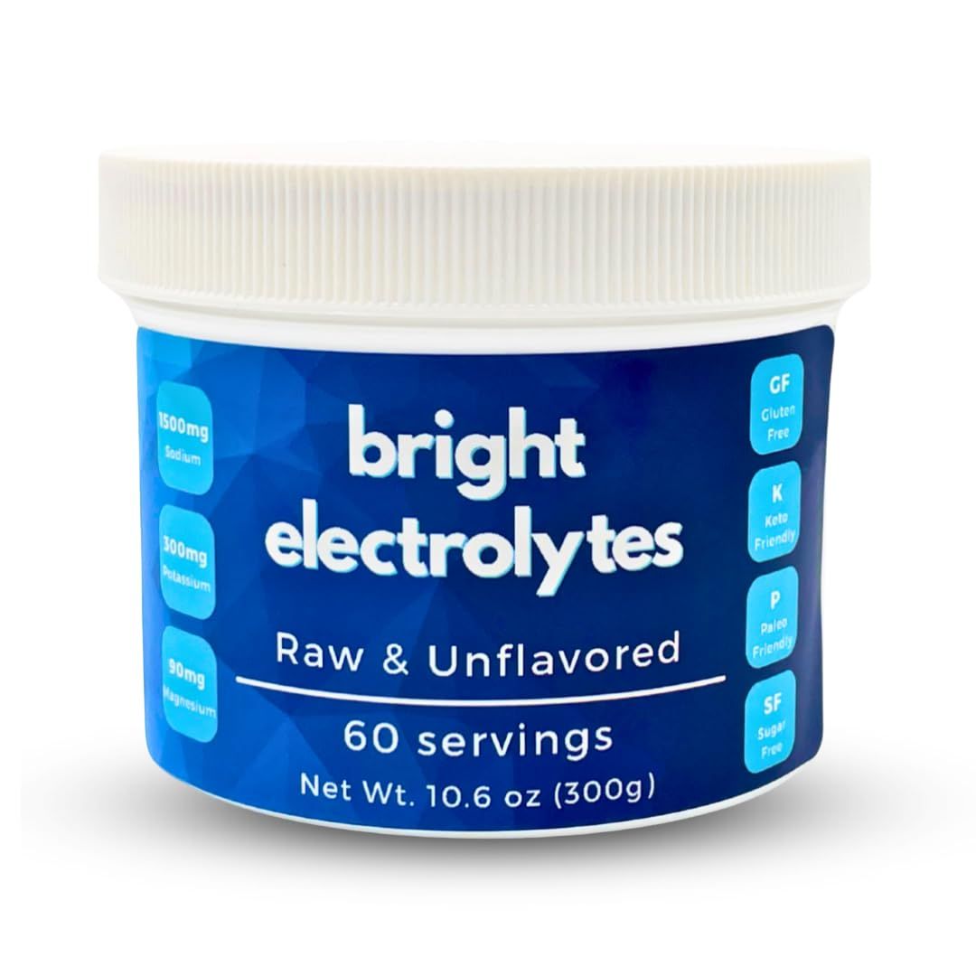 Bright Hydration Electrolyte Powder - Raw, Unflavored, Zero Sugar - Sea Salt, Himalayan Pink Salt, Magnesium Potassium - Sugar-Free, Keto Paleo-Friendly (Large, 10.6 oz)