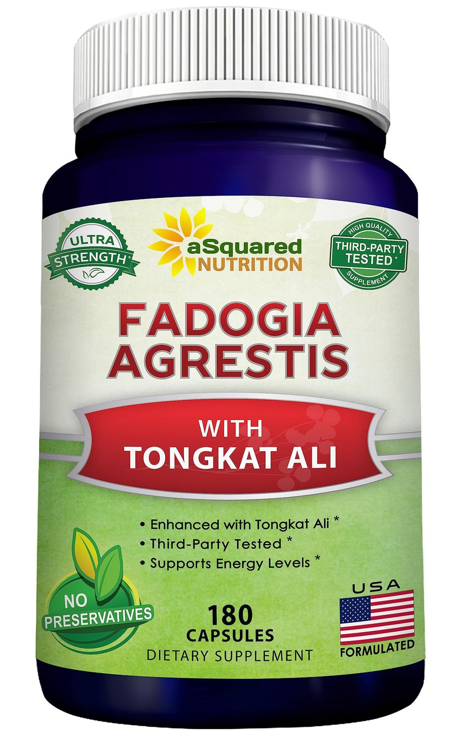 aSquared Nutrition Fadogia Agrestis 600mg and Tongkat Ali 400mg Supplement (180 Capsules) - Fadogia Agrestis Extract Powder Complex Pills for Men Women