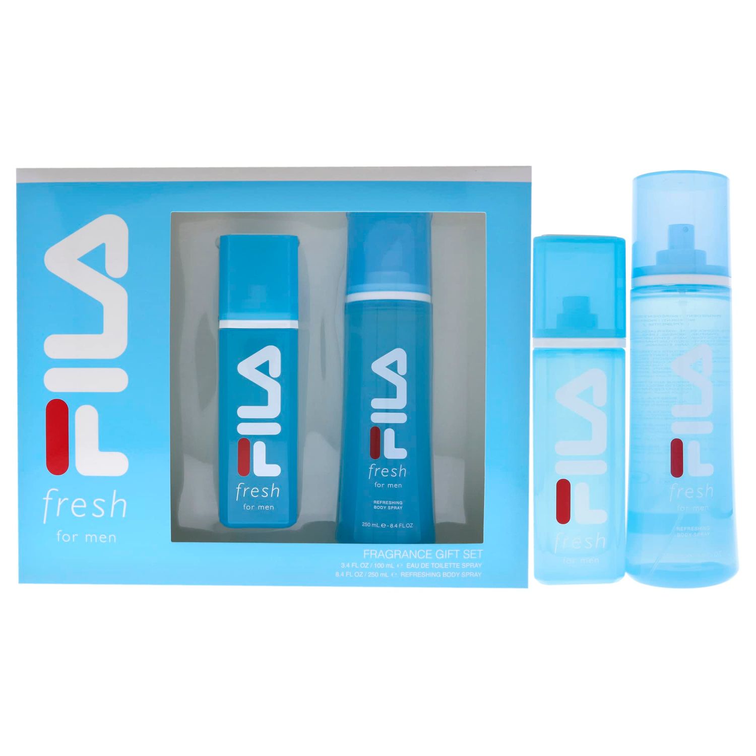 Fila Fragrance Giftset for Men - Cool, Clean And Refreshing Fragrance And Body Mist - Extra Strength, Long Lasting Scent Payoff - Trendy, Rectangular, Streamlined, Portable Bottle Design - 2 Pc