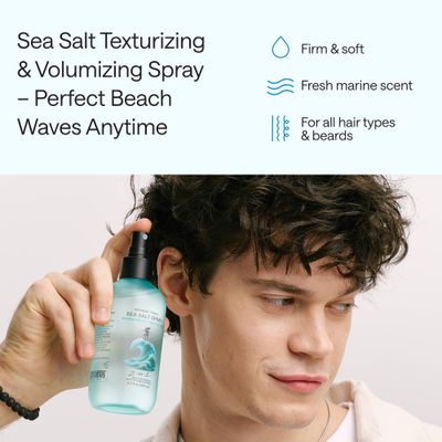 Texturizing Sea Salt Spray - Beach Waves Curls, Extra Hold, Low-Shine Volumizer for Fine Hair - Unisex Dry Texture Spray - 8.5 Fl Oz