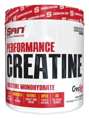 SAN Performance Creatine 300g - Supports Muscle Growth and Athletic Endurance, 60 Servings