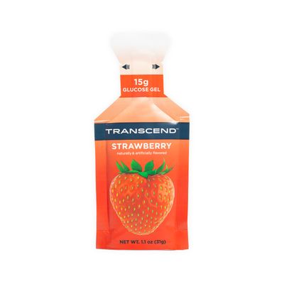 Transcend Foods Strawberry Gel (1.1 oz, Pack of 10) Fast-Acting Carb Gel Strawberry Flavor - Caffeine Free, Gluten Free