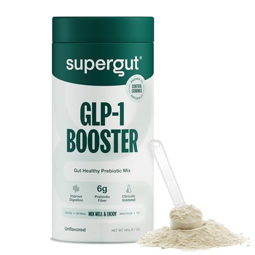 Supergut Gut Healthy GLP-1 Booster - High Fiber GLP-1 Supplement Powder for Women Men - Sugar-Free Drink Mix for Gut Health (20 Servings)