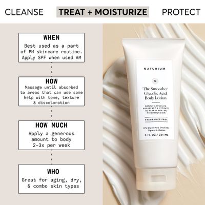 Naturium The Smoother Glycolic Acid Body Lotion, Resurfacing Exfoliating Treatment, with 10 Glycolic Acid, 8 oz