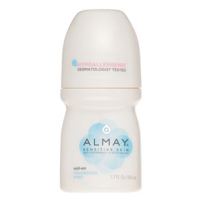 Almay Anti-Perspirant Deodorant, Sensitive Skin, Roll-On, Fragrance Free 1.7 oz (Pack of 4)