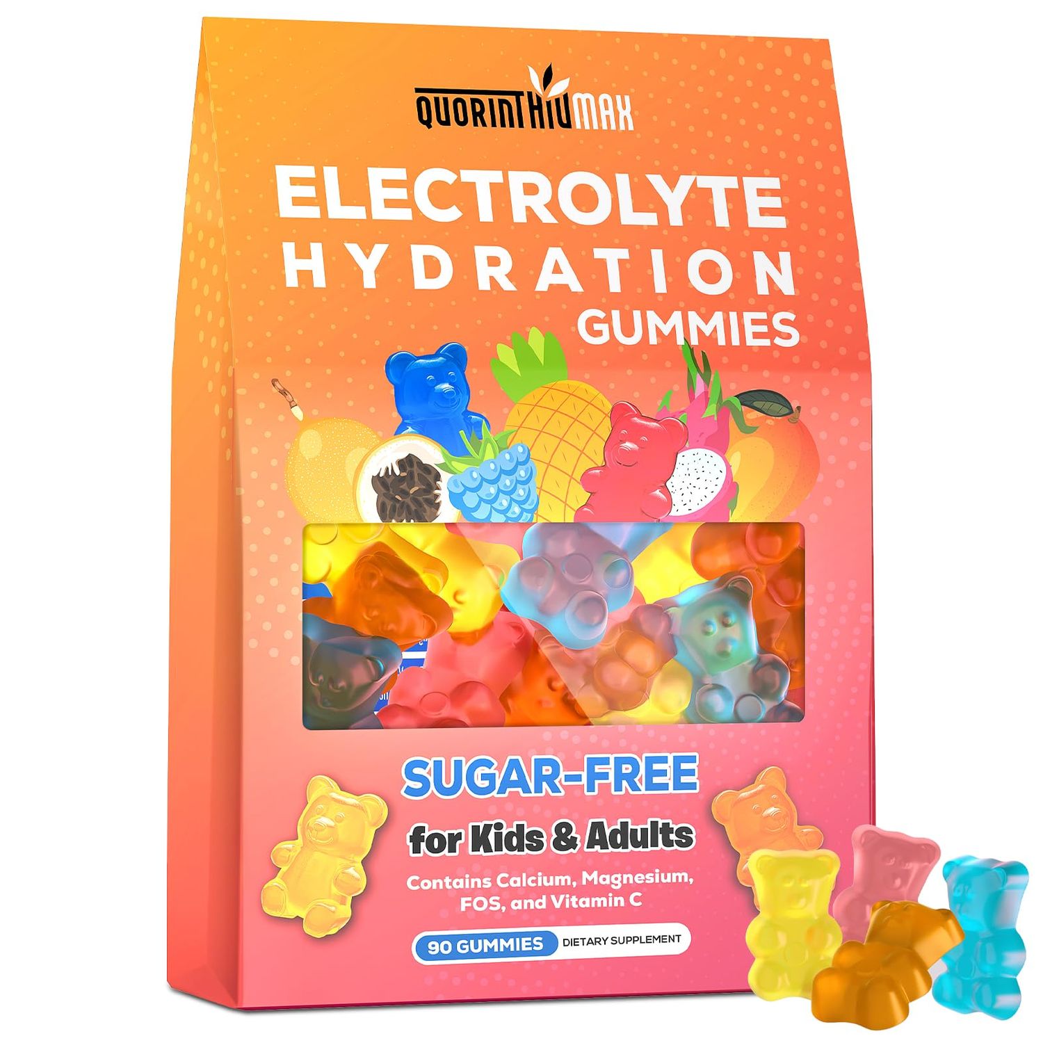 Electrolyte Gummies Sugar Free Electrolyte Hydration Energy Gummies for Running Sports - Energy Chews with Calcium Vitamin C for Kids Adults, Multiple Mixed Flavors, Gluten-Free, 90 Count
