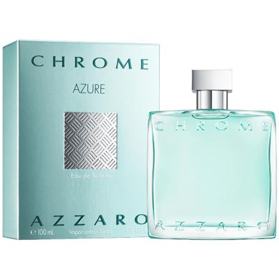 Azzaro Chrome Azure Eau de Toilette - Aquatic Fresh Mens Cologne for Summer - Woody Earthy Fragrance - Lasting Wear - Scent Notes of Bergamot, Lavender, Marine Notes - Perfumes for Men, 3.3 Fl Oz