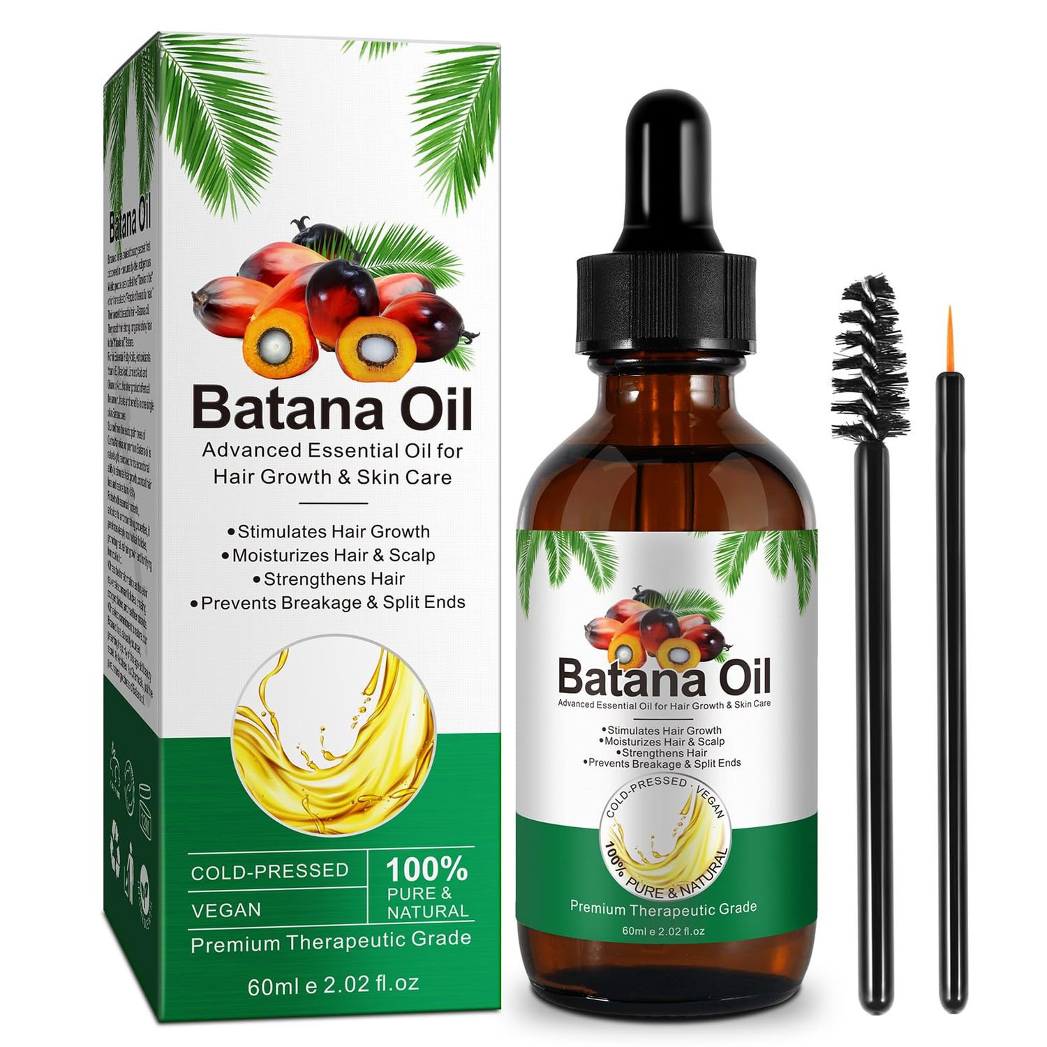 Batana Pure Unrefined Oil for Hair Growth - 60ML, Promotes Thickness, Repairs Damage, Smoothes, Organic for Women&#39;s Hair Loss Gift