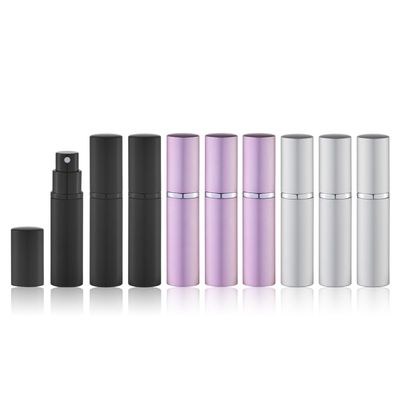 Travel Perfume Atomizer Refillable Bottle Spray Cologne for Travel size - Small Empty Sprayer Fragrance - 5ml (Black, Pink, Silver)