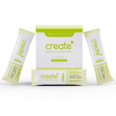 Create Single Serve Creatine Monohydrate Powder - 5g Creapure Creatine Redefining Strength, Energy Recovery Sugar-Free, Vegan, Non-GMO LemonLime 30 Packets