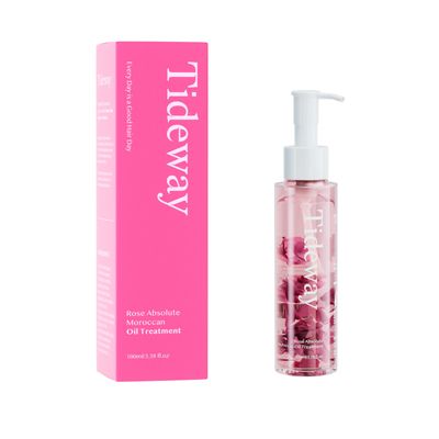 TIDEWAY Rose Hair Oil - Nourishing Rose Petal Infusion for Soft, Shiny, and Resilient Hair with 6 Plant Oils, 48-Hour Fragrance, and Heat UV Protection