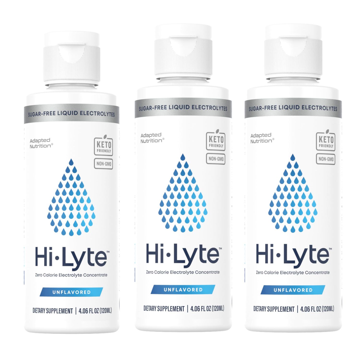 Hi-Lyte Concentrate Electrolyte Supplement for Immune Support and Rapid Hydration (3 Bottles) NO Calories NO Sugar 20 More Potassium, Magnesium Zinc 144 Servings