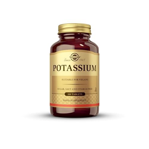Solgar Potassium - 100 Tablets - Nerve Muscle Health, Promotes Electrolyte Balance - Vegan, Gluten Dairy Free, Kosher - 100 Servings